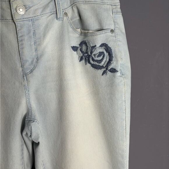 Artisan NY Blue and White Striped Straight Leg Jeans Embroidered Detail Size 6 - Picture 2 of 7
